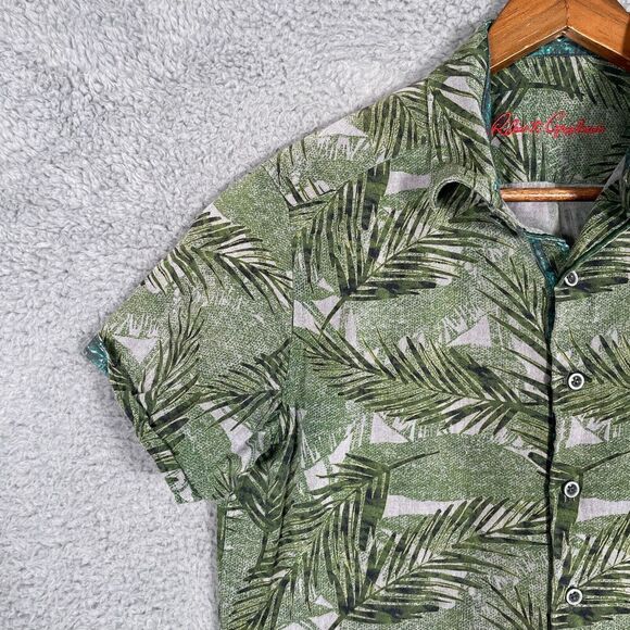 Robert Graham Tropical Leaf-Print Sport Shirt Short Sleeve Small Green - Picture 2 of 9
